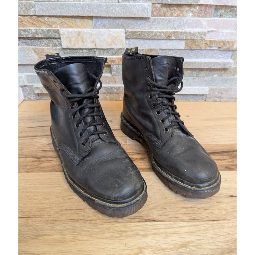 Doc Dr Martens Women's Boots Leather Black Made in England 7 Combat Vintage